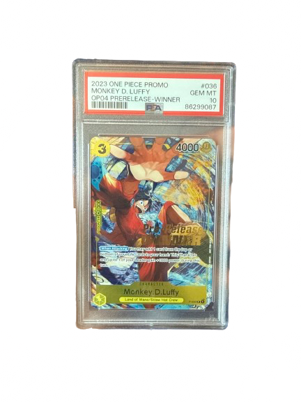 Monkey D. Luffy P-036 OP-04 Pre-Release Winner Promo PSA 10